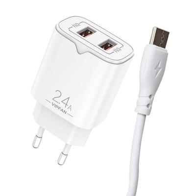 E05 2 x USB Charger - 2.4A Fast + type c cable