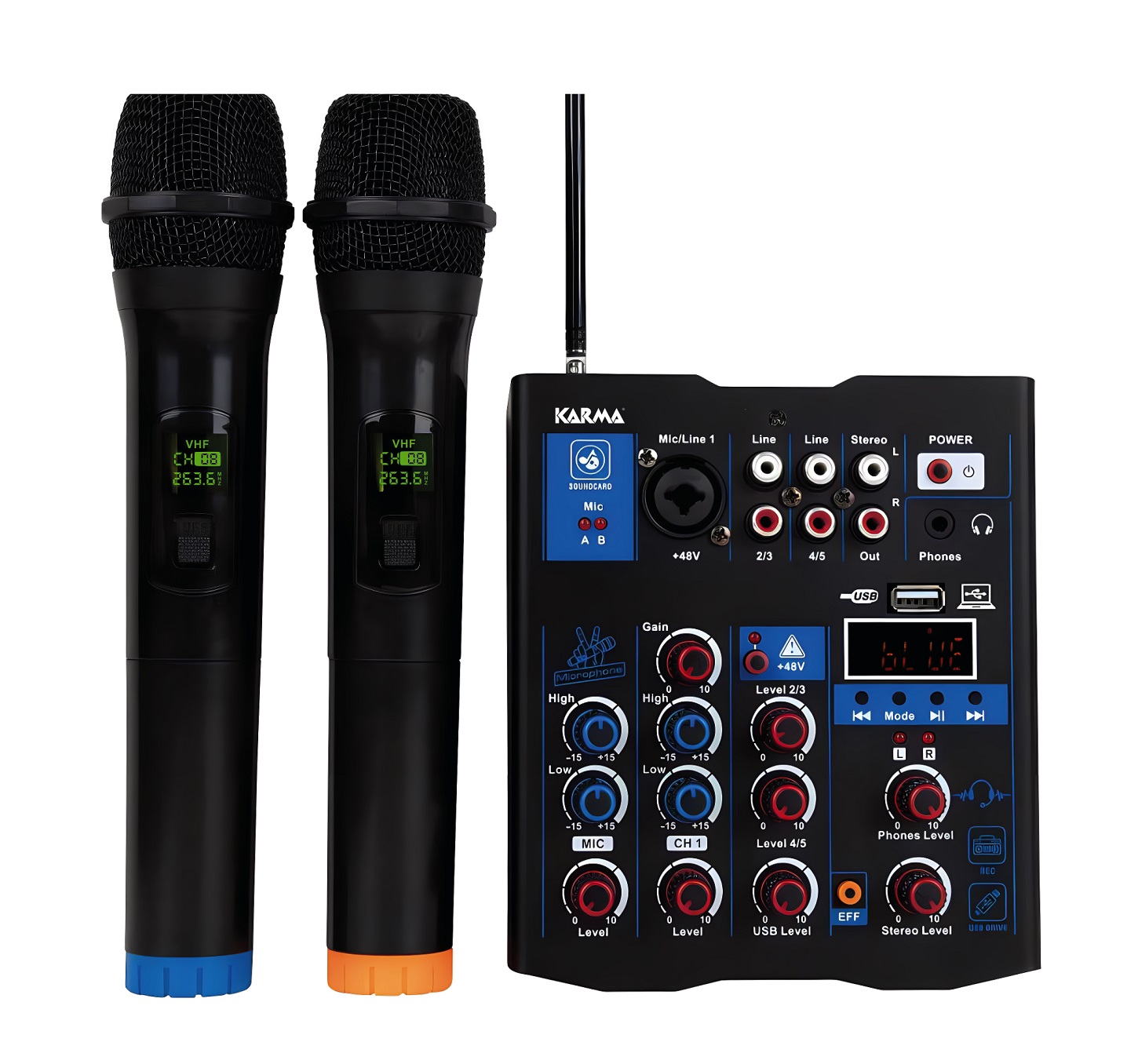 MXW 5 5 channel mixer with double radio microphone